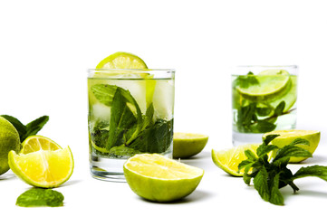 Green lime and mint juice with ice