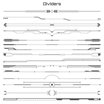 Set of black hud dividers infographic elements. Futuristic user interface. Virtual graphic. Infographic elements. Digital dashboard panel illustration