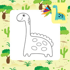 Cute cartoon dino coloring page