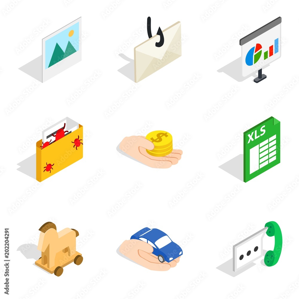 Poster worldwide web icons set. isometric set of 9 worldwide web vector icons for web isolated on white bac