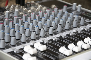 Close up audio control desk
