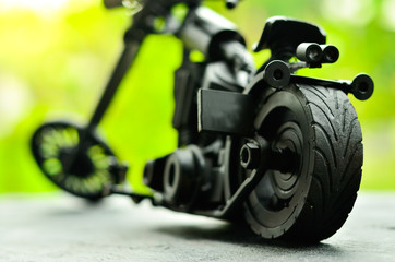 Fototapeta na wymiar Beautiful Model Motorcycle Classic black color,select focus.