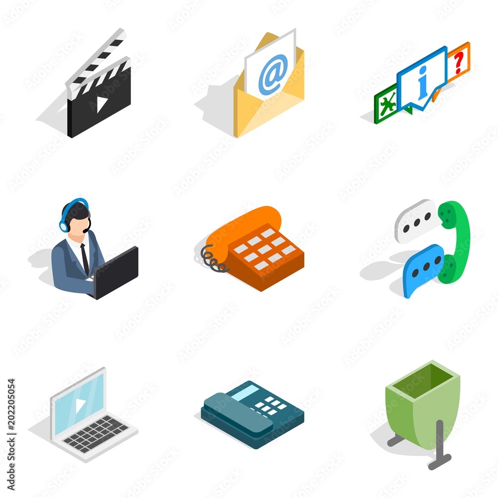 Poster web project icons set. isometric set of 9 web project vector icons for web isolated on white backgro
