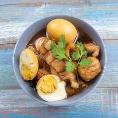 sweet brown Stewed pork gravy in bowl