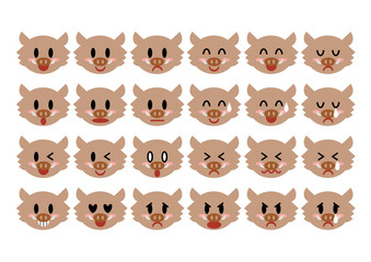 猪の表情イラスト: アイコンセット