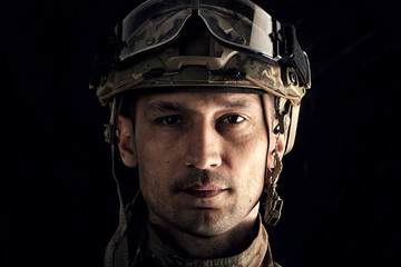 Macro view of military man