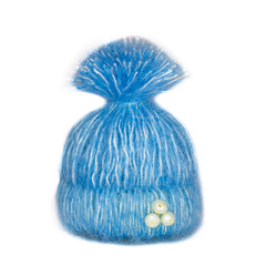 gorgeous brooch-beanie blue with pearls