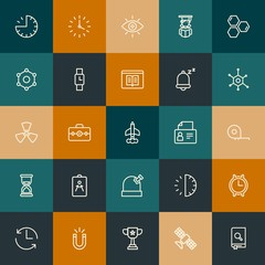 Modern Simple Set of science, time, education Vector outline Icons. Contains such Icons as encyclopedia,  update,  minute,  young and more on vintage colors background. Fully Editable. Pixel Perfect.