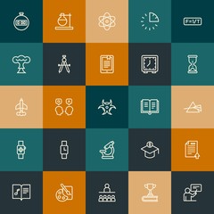 Modern Simple Set of science, time, education Vector outline Icons. Contains such Icons as  book, teacher,  answer,  success,  15 and more on vintage colors background. Fully Editable. Pixel Perfect.