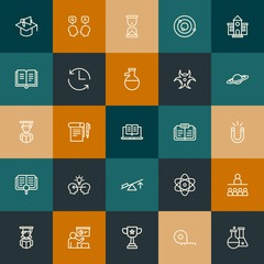 Modern Simple Set of science, time, education Vector outline Icons. Contains such Icons as  concept, question,  management,  clock and more on vintage colors background. Fully Editable. Pixel Perfect.