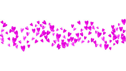 Mothers day background with pink glitter confetti. Isolated heart symbol in rose color.  Postcard for mothers day background. Love theme for gift coupons, vouchers, ads, events. Women holiday design