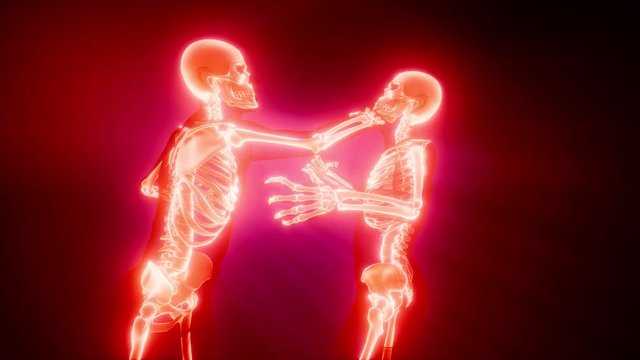 fighting men with visible bones