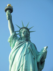 Statue Of Liberty, close up in natural colors, New York City, USA