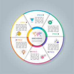 infographic design business concept with 6 options, parts or processes.