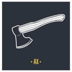 Ax. Black and white illustration.
