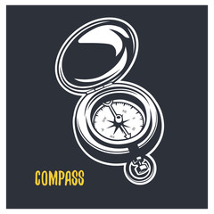 Compass illustration. Vector logotype.