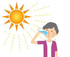 高齢者女性　水分補給