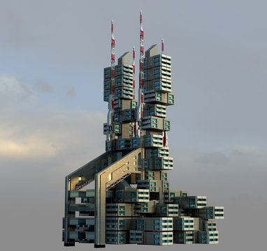 3D futuristic high-rise architecture