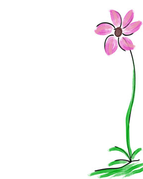 Pink Spring Flower Right Side Watercolor Style