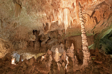 Stalagmites and stalactites in the Carlsbad Caverns National Park, New Mexico, USA