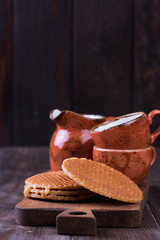 Stroopwafels or Dutch Waffles with caramel.