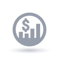 Dollar stock market icon - American currency grow sign
