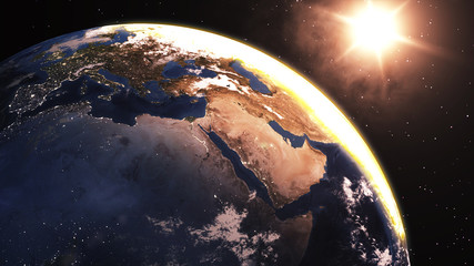 View of blue planet Earth in space 3D rendering elements of this image 