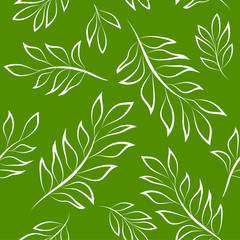 tropical leaves seamless pattern on green