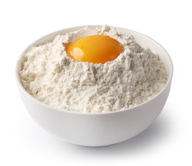 bowl of flour and egg yolk