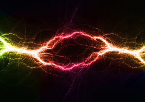 Colorful plasma, abstract electrical lightning