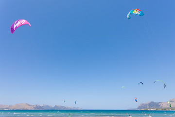 Alcudia, Mallorca - Kitesurfing at the wonderful beach of Alcudia
