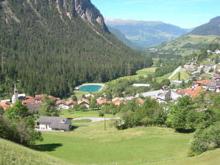 Fototapeta na wymiar View from the Bernina Express train, Swiss