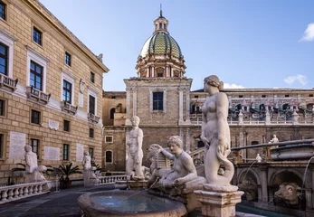 Photo sur Plexiglas Fontaine Palermo, Sicily, Italy. Sculptural fountain Pretoria