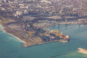 sea port aeral view, Odessa, Ukraine, Yuzhny seaport