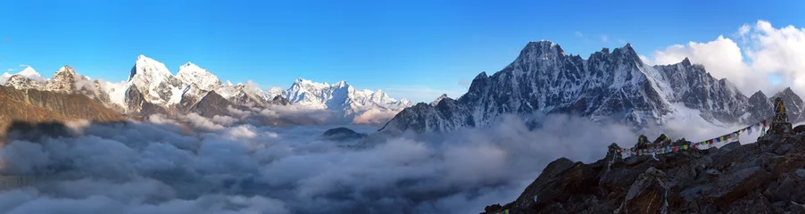 Papier Peint photo autocollant Makalu Evening panoramic scenery, Nepal Himalayas mountains