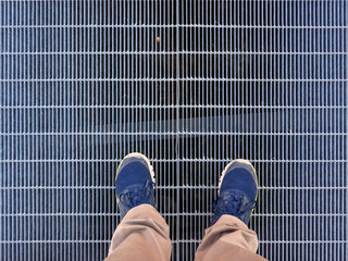 Walking on an iron grate