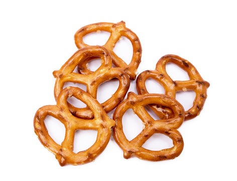  Salty cracker pretzel isolated on white background