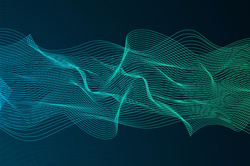 Vector abstract background with colored dynamic waves. Future geometric template with thin lines transition.