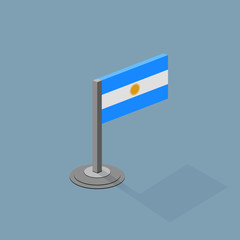 Argentina Isometric Flag with Flat Web Colors