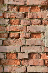 Texture of an old red brick wall