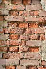 Texture of an old red brick wall