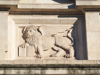 Bergamo - Old city. The Lion of Saint Marco symbol of the presence of Venice on the different buildings and monuments