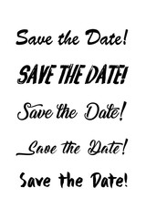 Save the date text calligraphy. Vector lettering for wedding. Hand lettering save the date card. Modern brush calligraphy for design. Wedding phrase postcard. Ink illustration.