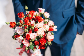 wedding, bouquet, bride, rose, flower, flowers, groom, love, white, marriage, celebration, beauty, roses, pink, bridal, floral, married, dress, holding, suit, red, romance, hands, decoration, woman