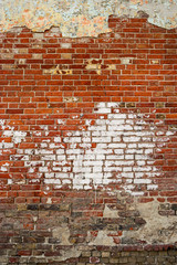 Aged street wall background, texture with spot of white paint