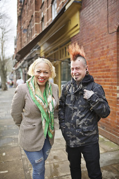 Street portrait of a white male and female punk couple