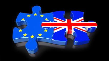 United Kingdom versus Europe puzzle concept.