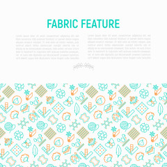 Fototapeta na wymiar Fabric feature concept with thin line icons: leather, textile, cotton, wool, waterproof, acrylic, silk, eco-friendly material, breathable material. Modern vector illustration for banner, print media