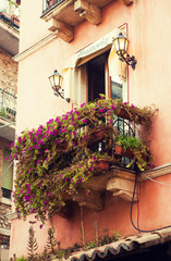 Fototapeta na wymiar Balcony in Taormina, Italy.
