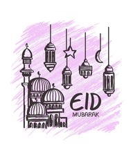 Hand drawn Eid Mubarak vector